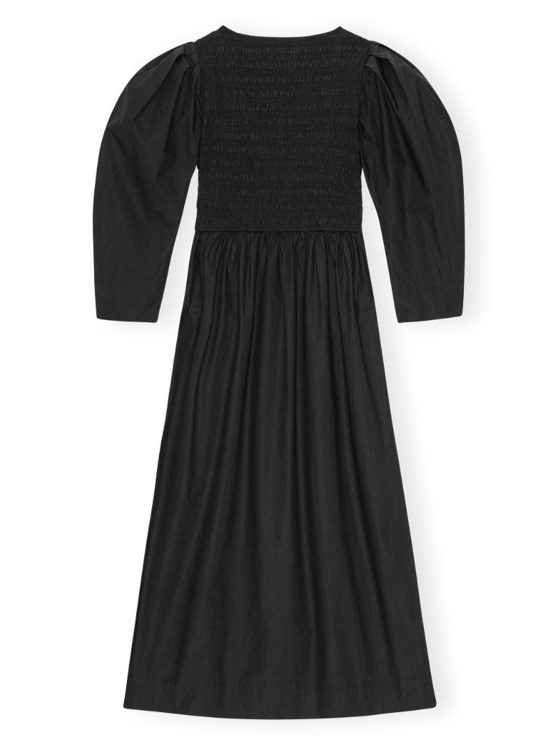 Black Puff-sleeve Midi Dress