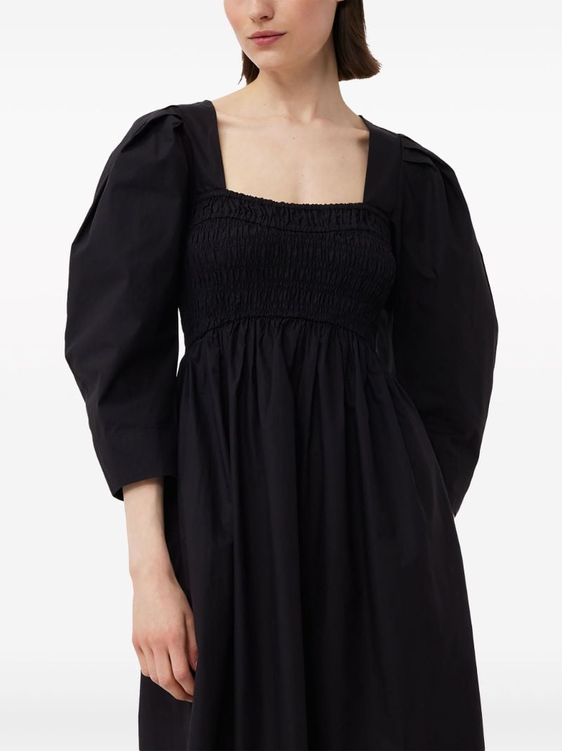 Black Puff-sleeve Midi Dress
