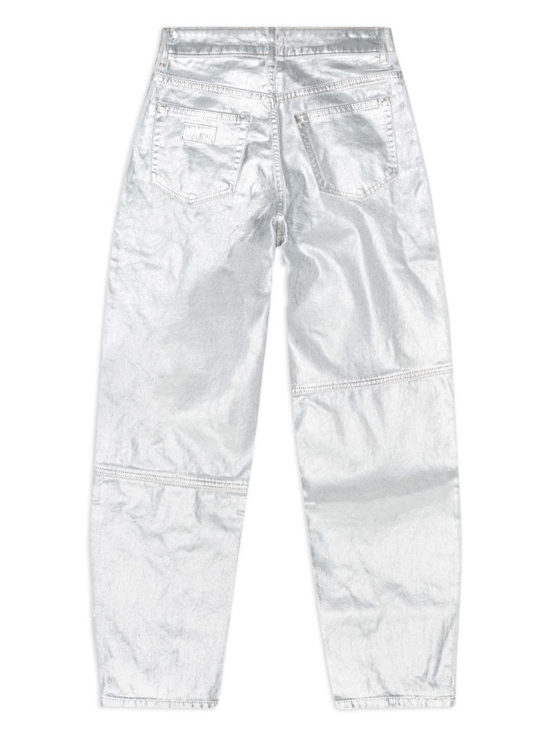 Silver Metallic Wide-leg Jeans