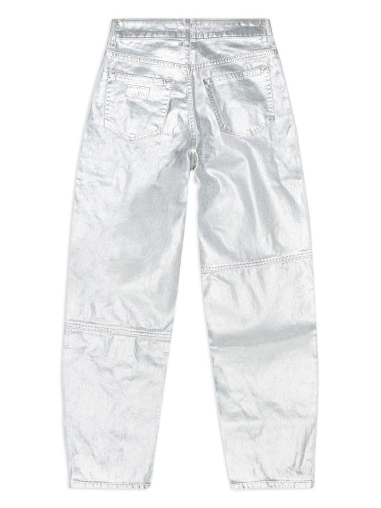 Silver Metallic Wide-leg Jeans