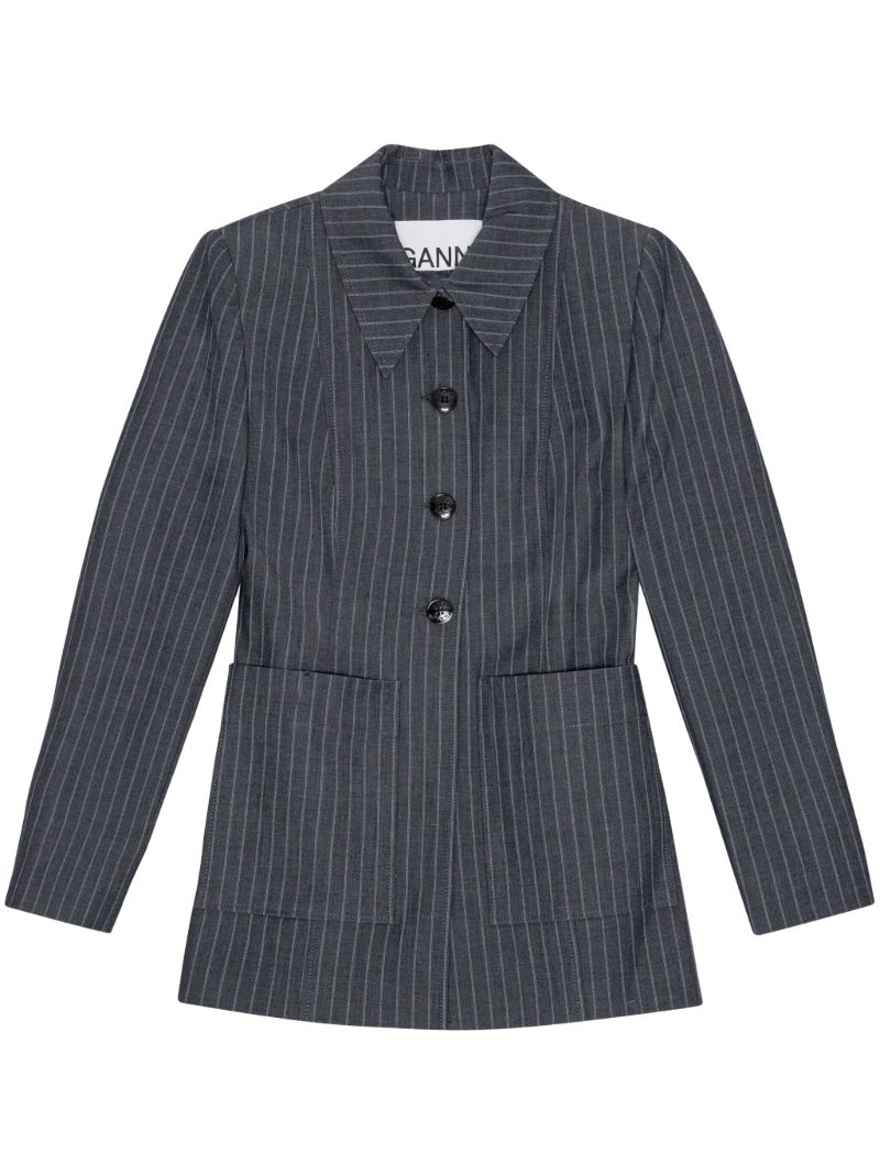 Grey Pinstripe Shirt Jacket