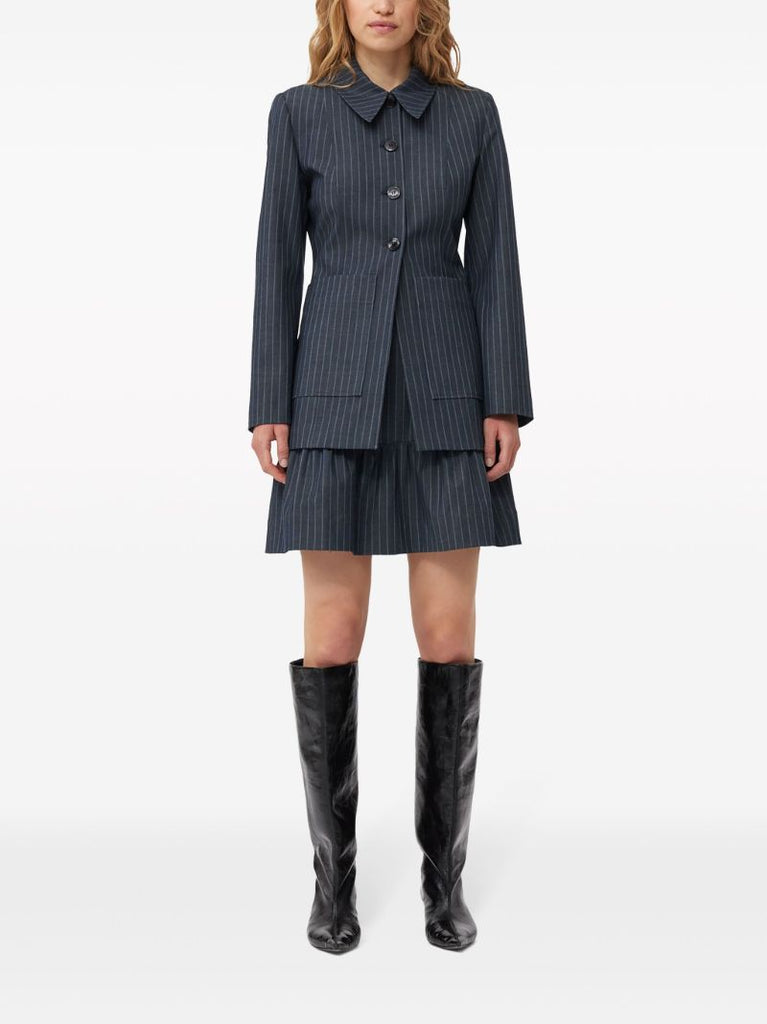 Grey Pinstripe Shirt Jacket