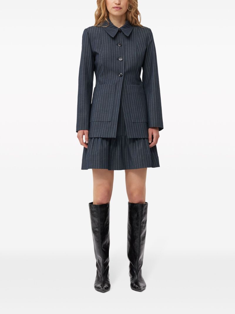 Grey Pinstripe Shirt Jacket