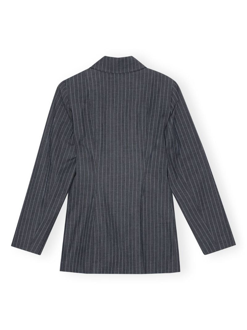 Grey Pinstripe Shirt Jacket
