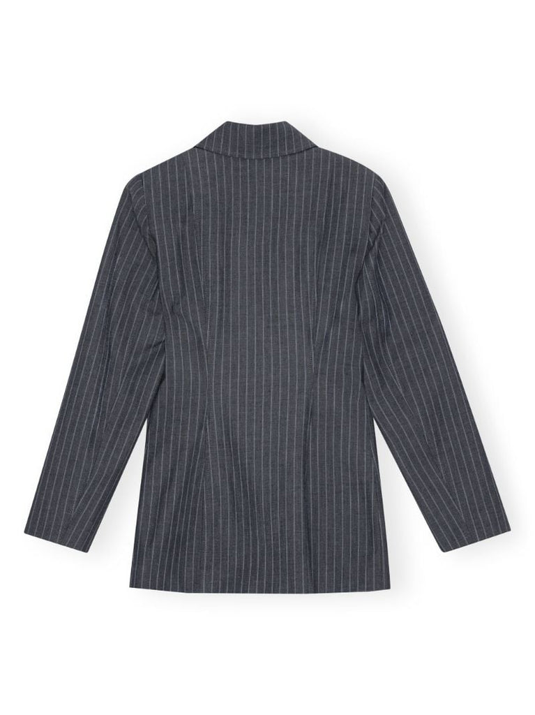 Grey Pinstripe Shirt Jacket