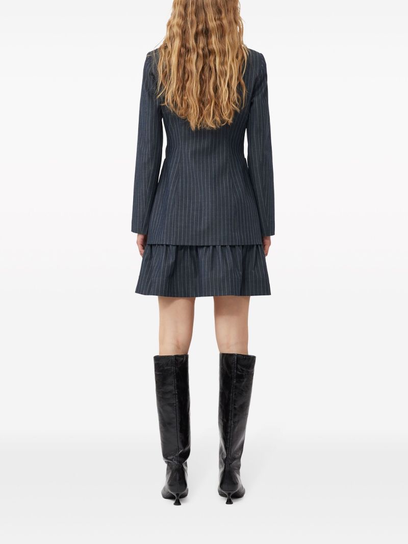 Grey Pinstripe Shirt Jacket