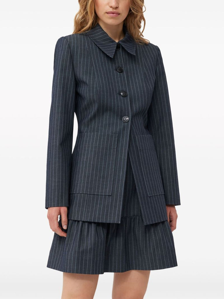 Grey Pinstripe Shirt Jacket