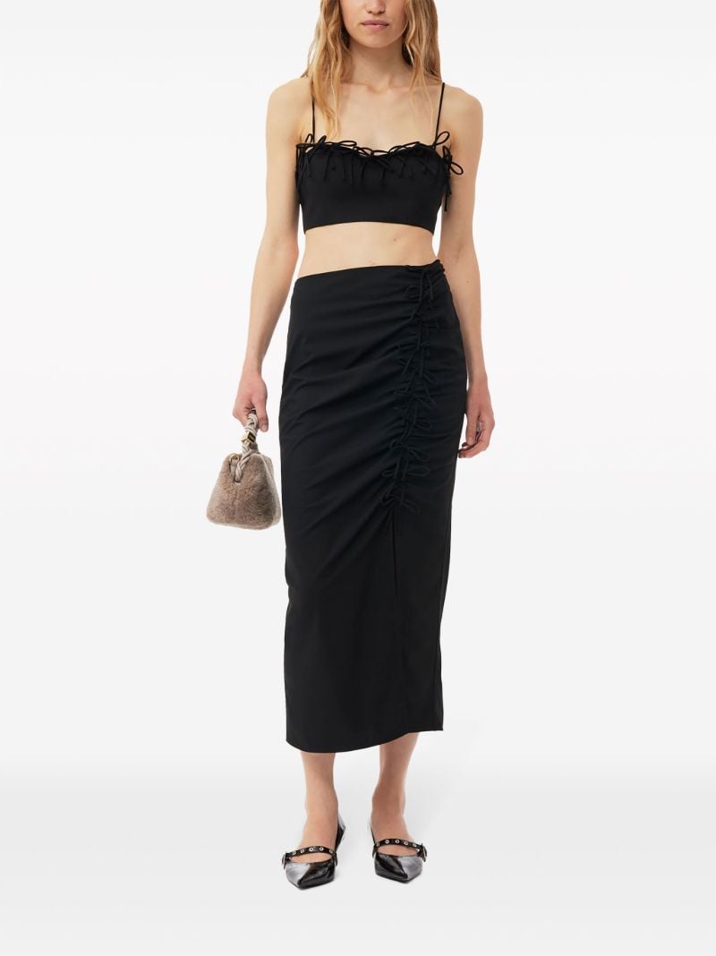 Black Bow-embellished Midi Skirt