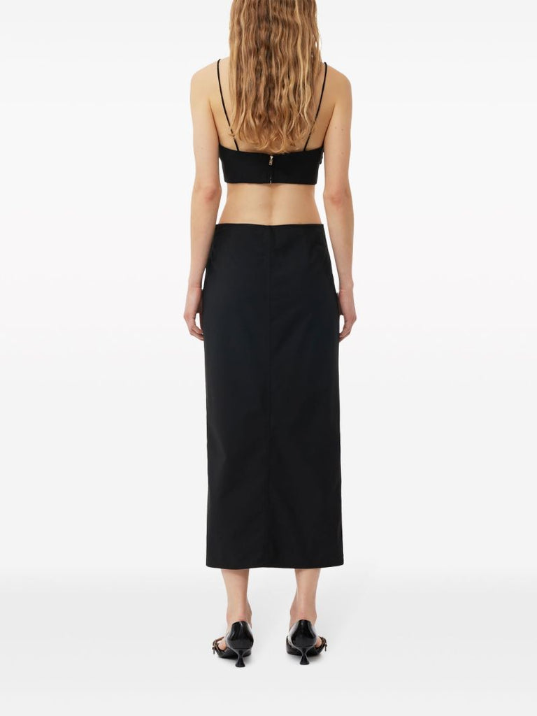 Black Bow-embellished Midi Skirt