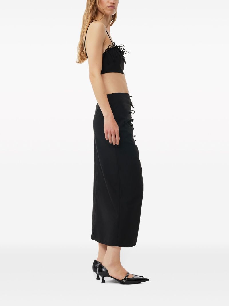 Black Bow-embellished Midi Skirt