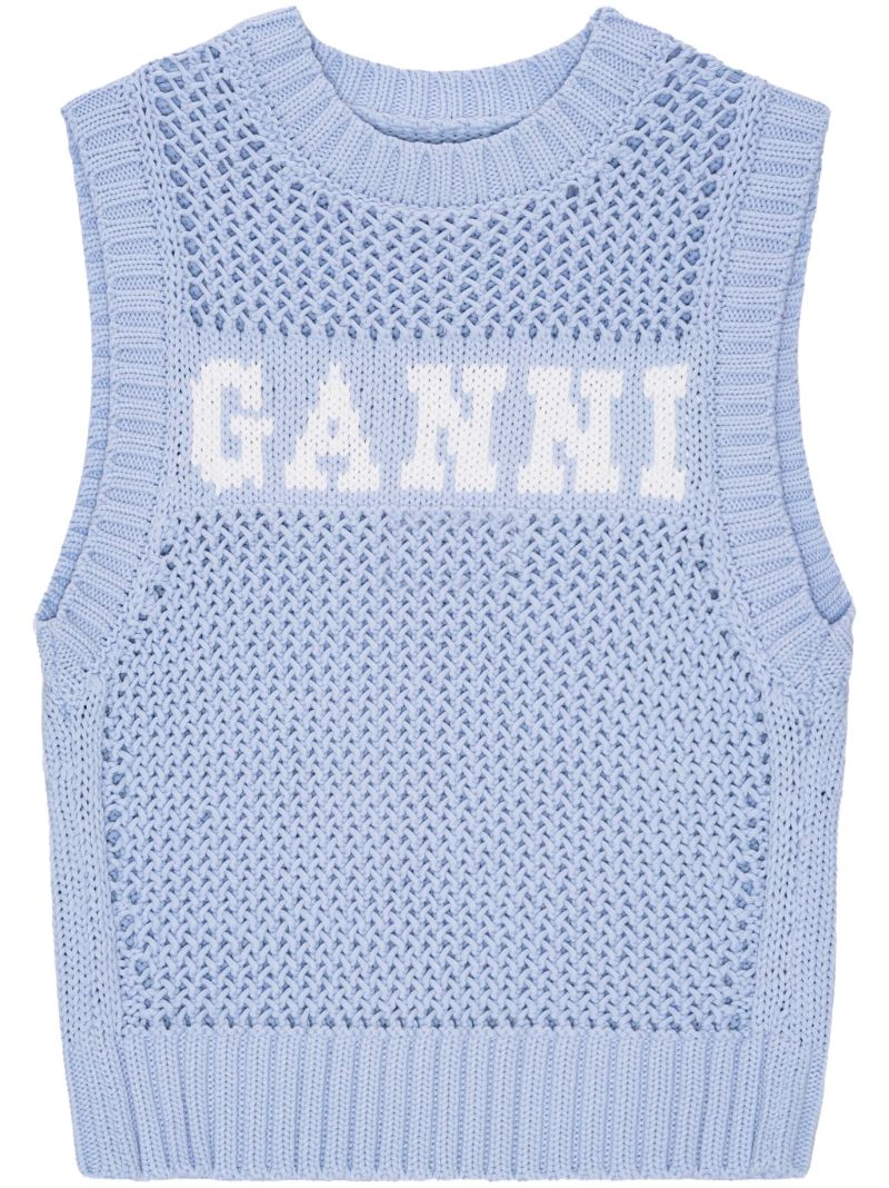 Blue Logo-embroidered Knitted Vest