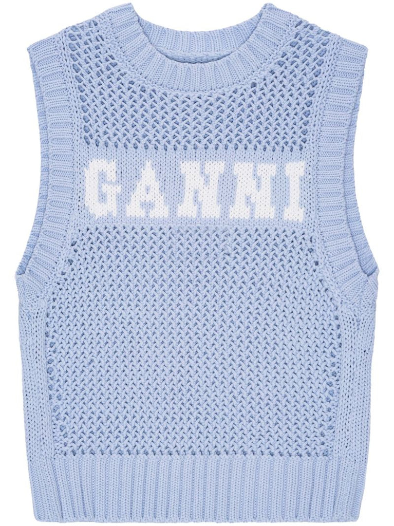 Blue Logo-embroidered Knitted Vest