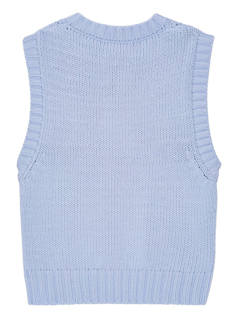 Blue Logo-embroidered Knitted Vest