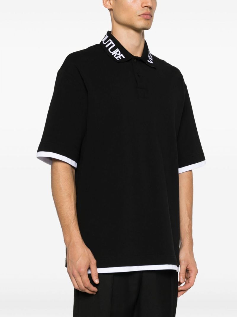 Black Logo-jacquard Polo Shirt