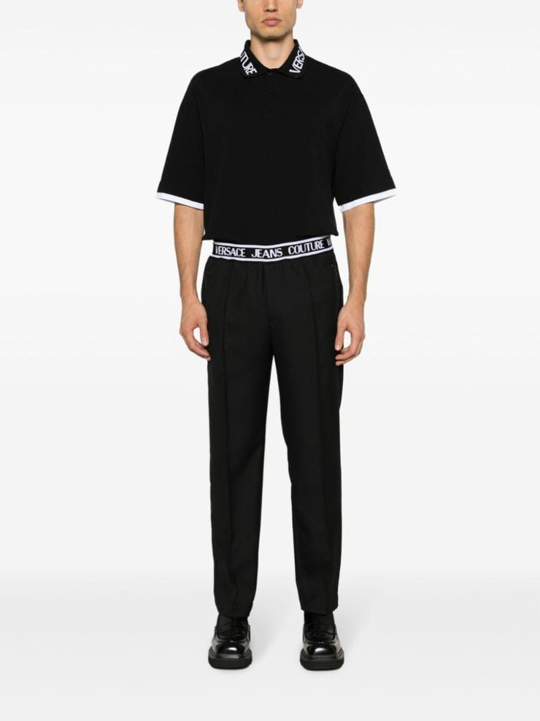 Black Logo-jacquard Polo Shirt