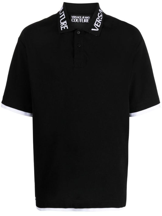 Black Logo-jacquard Polo Shirt