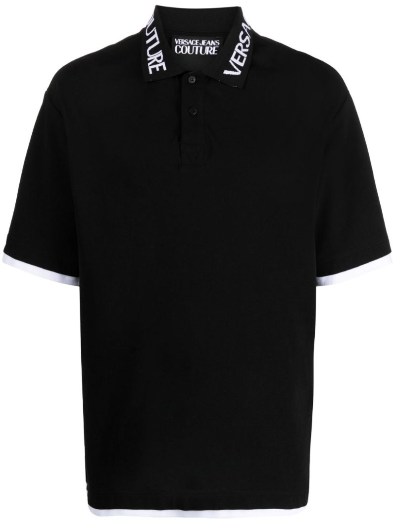 Black Logo-jacquard Polo Shirt