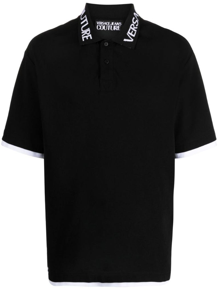 Black Logo-jacquard Polo Shirt
