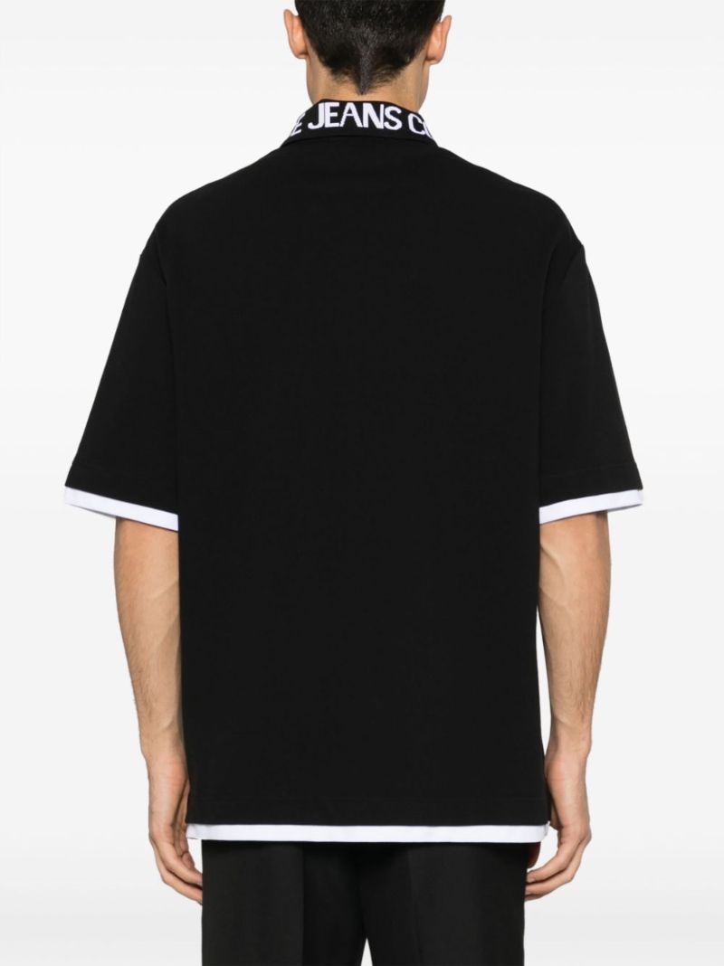 Black Logo-jacquard Polo Shirt