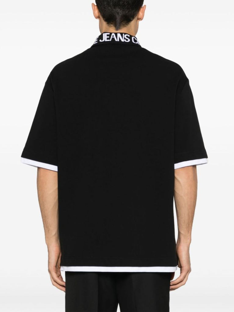 Black Logo-jacquard Polo Shirt