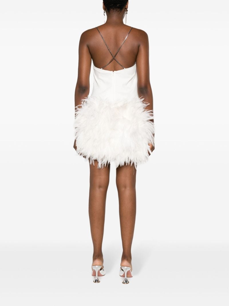 White Fujiko Feather-trim Mini Dress