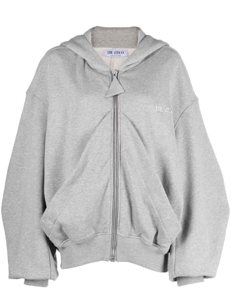 Grey Zip-up Cotton Hoodie