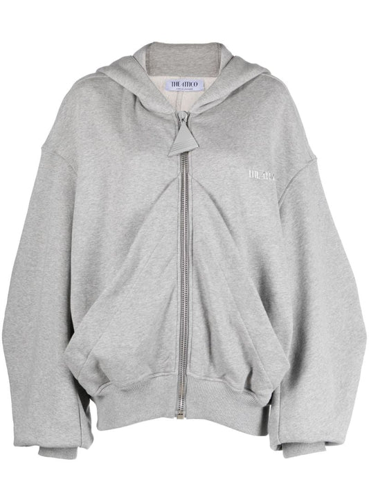 Grey Zip-up Cotton Hoodie