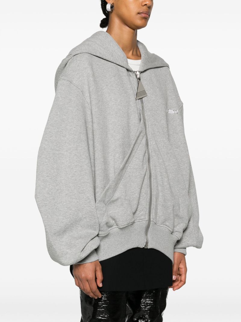 Grey Zip-up Cotton Hoodie