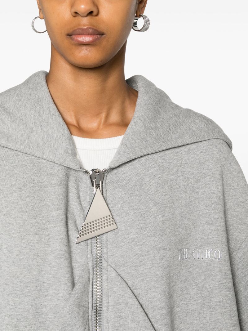 Grey Zip-up Cotton Hoodie