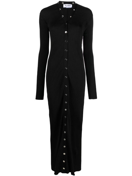 Black Ribbed-knit Maxi Dress