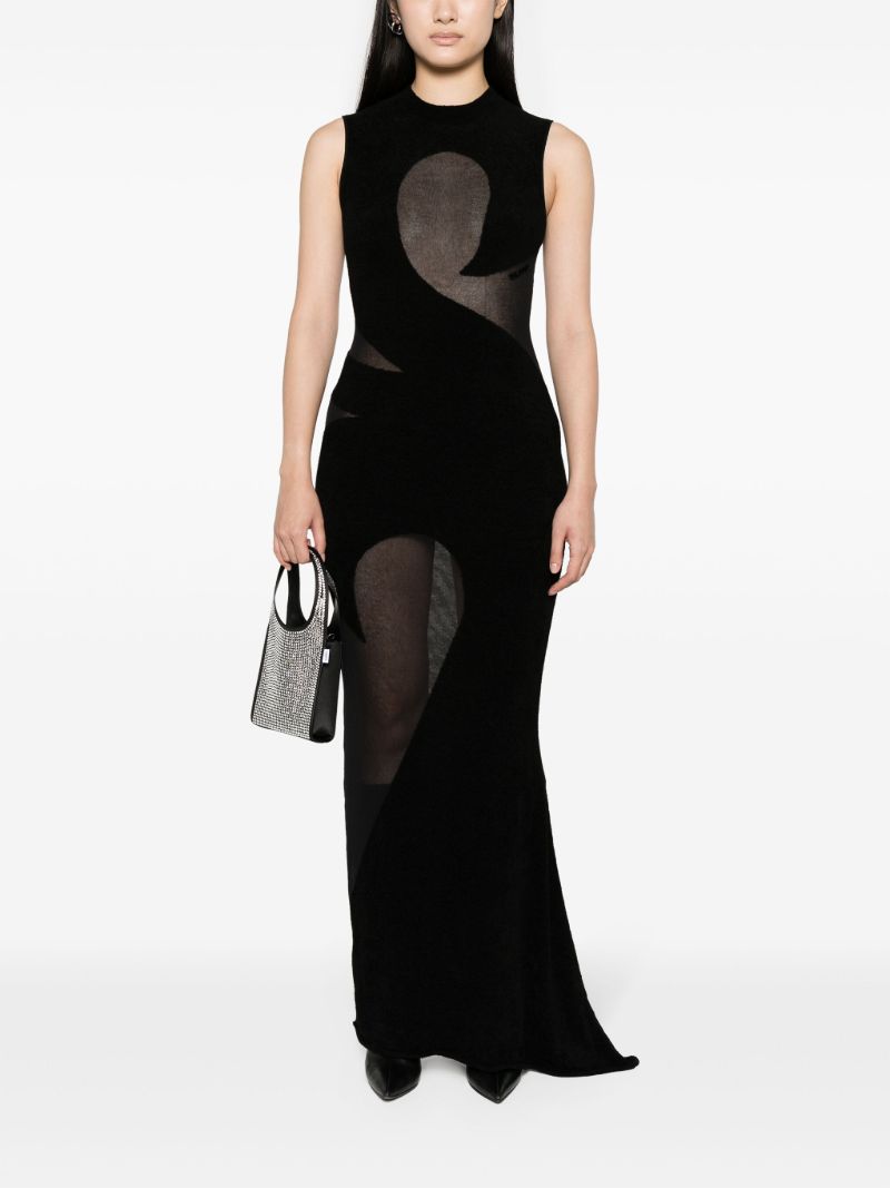 Black Tattoo-pattern Chiffon Gown