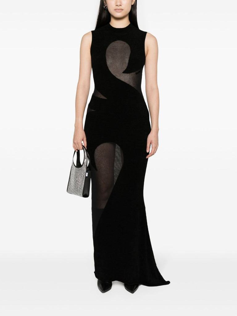 Black Tattoo-pattern Chiffon Gown