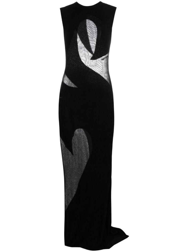 Black Tattoo-pattern Chiffon Gown