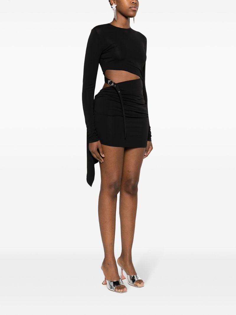Black Buckle-strap Cut-out Mini Dress