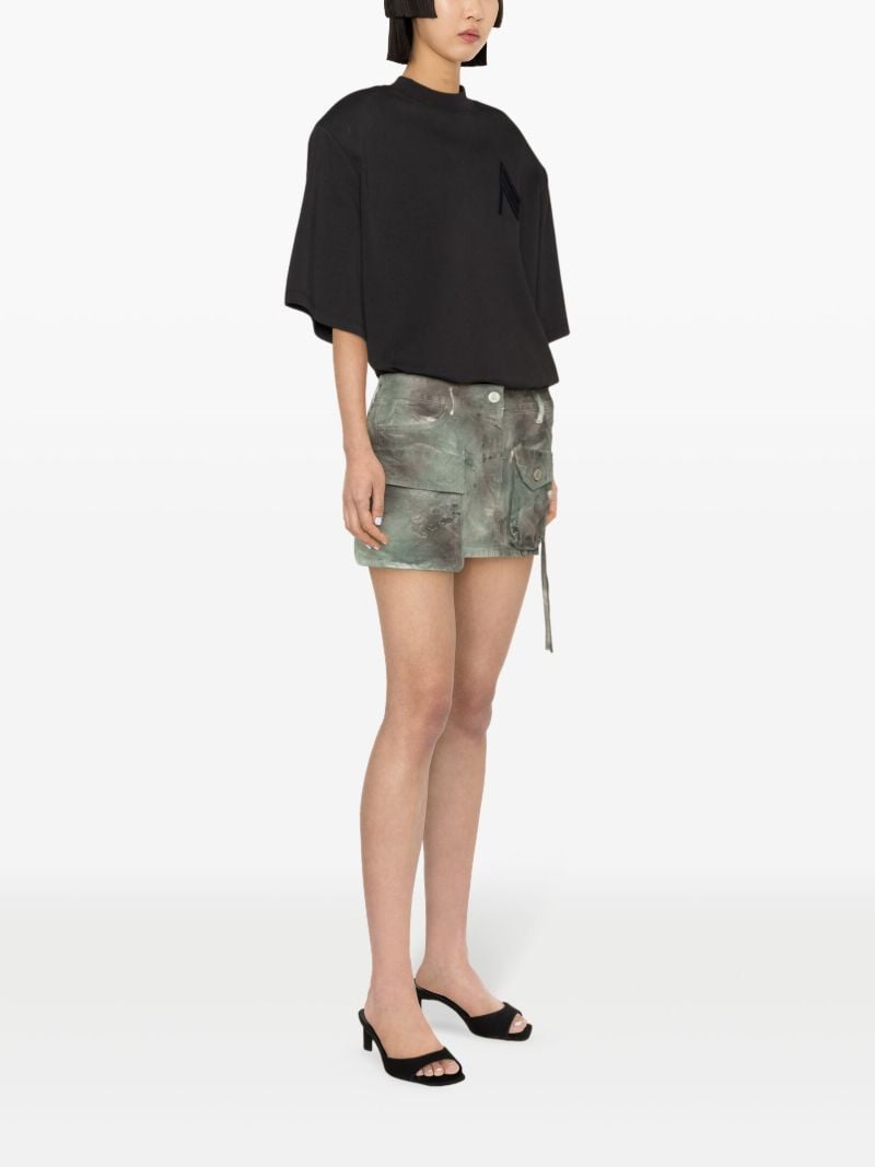 Green Fay Camouflage Denim Mini Skirt