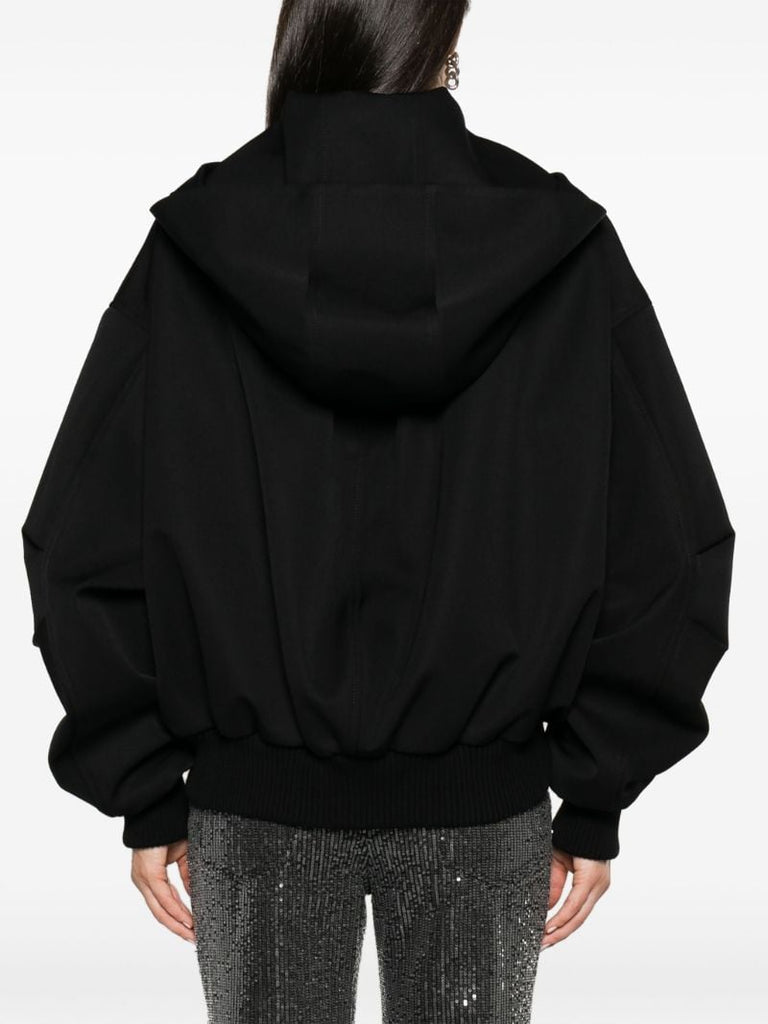 Black Virgin Wool Bomber Jacket