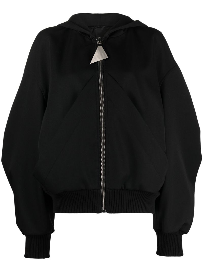Black Virgin Wool Bomber Jacket