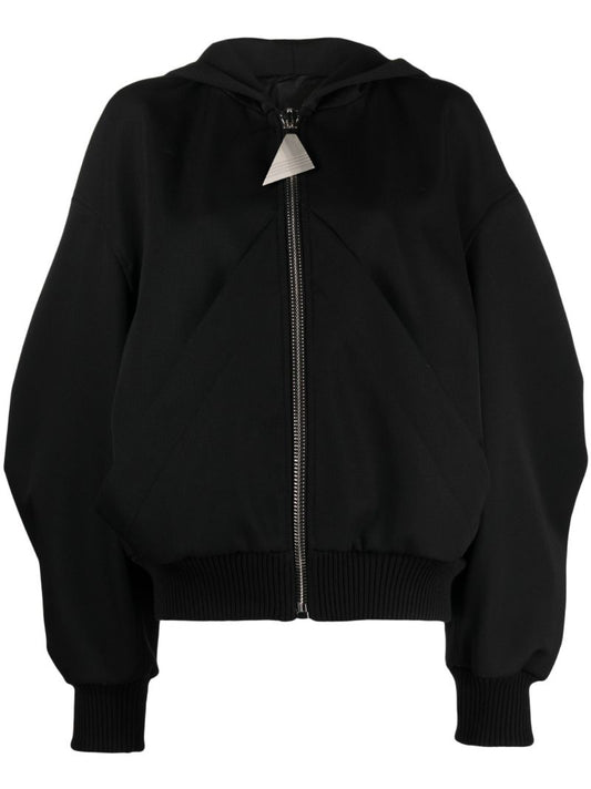 Black Virgin Wool Bomber Jacket