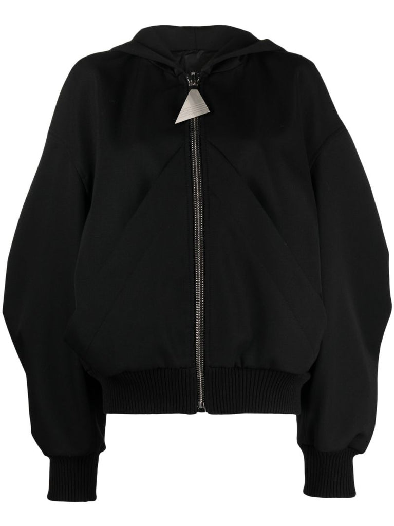 Black Virgin Wool Bomber Jacket