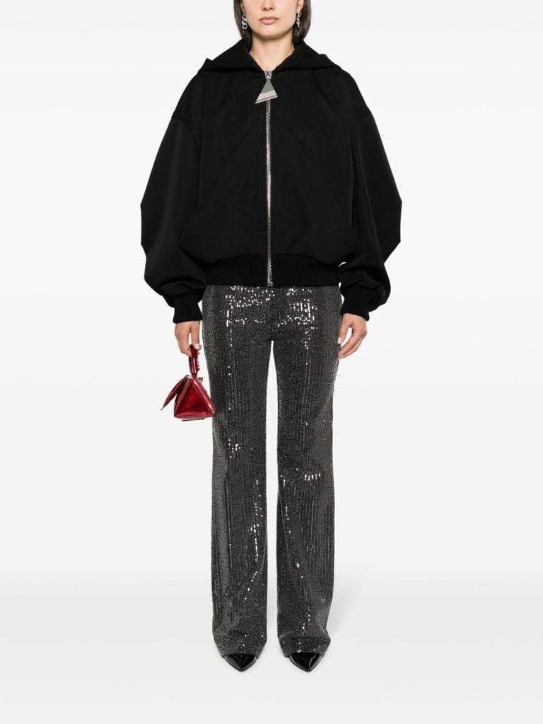 Black Virgin Wool Bomber Jacket