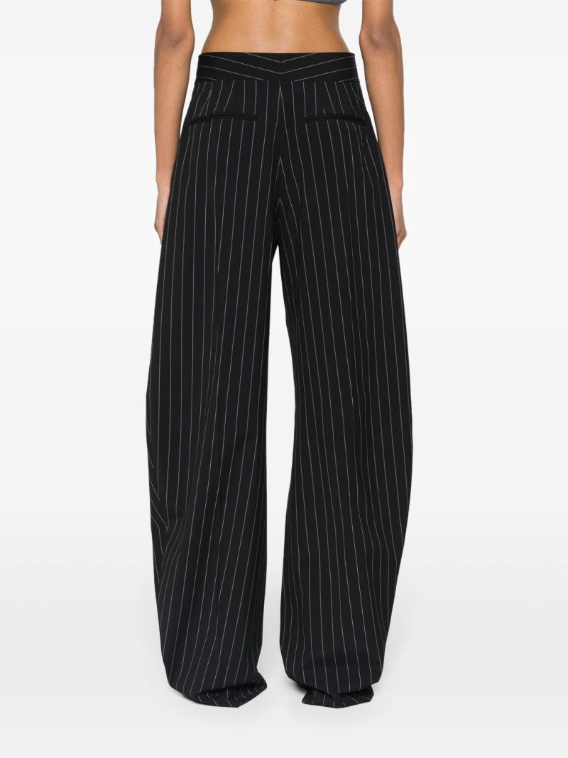 Navy Gary Pinstripe Wide-leg Trousers