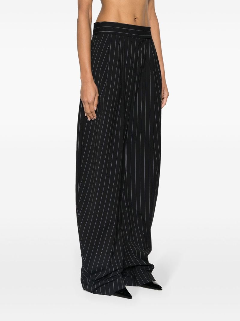 Navy Gary Pinstripe Wide-leg Trousers