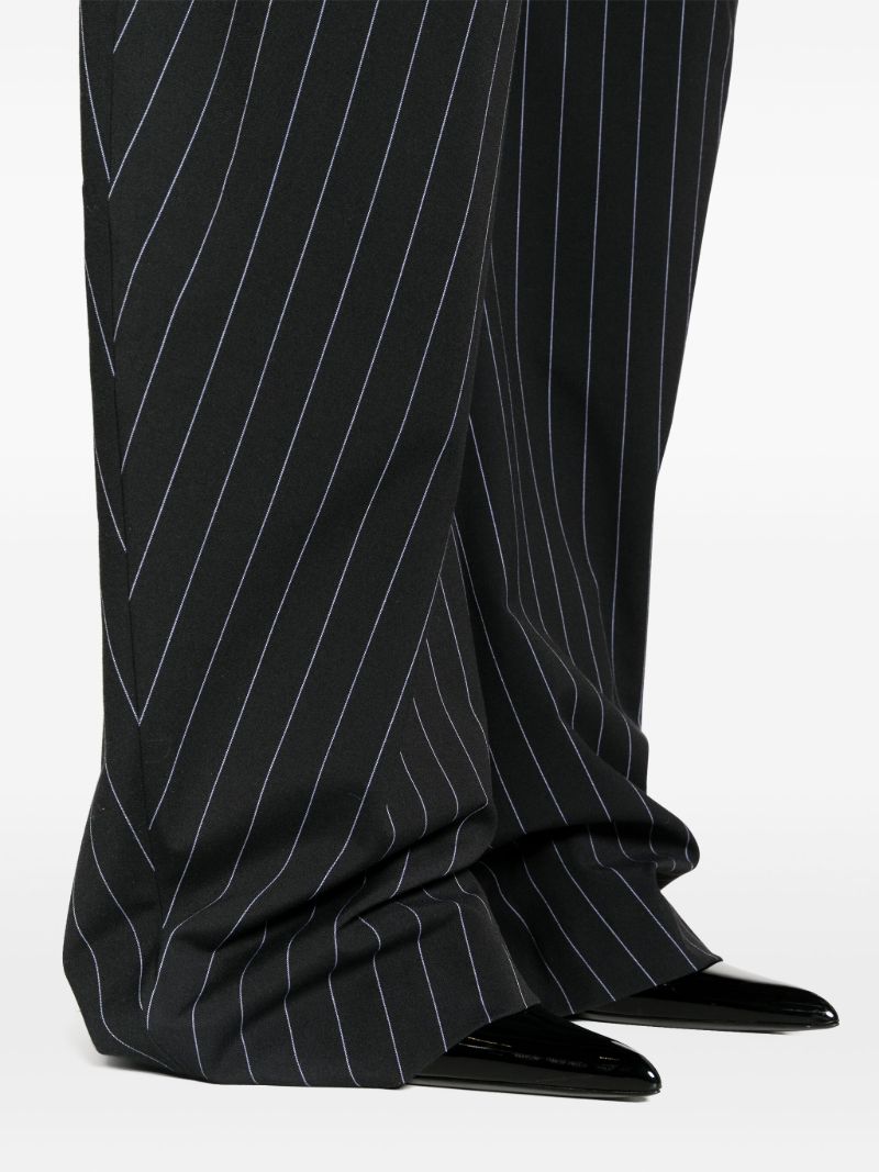 Navy Gary Pinstripe Wide-leg Trousers