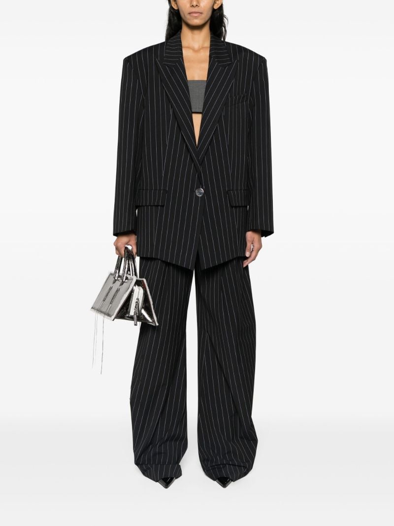 Navy Gary Pinstripe Wide-leg Trousers