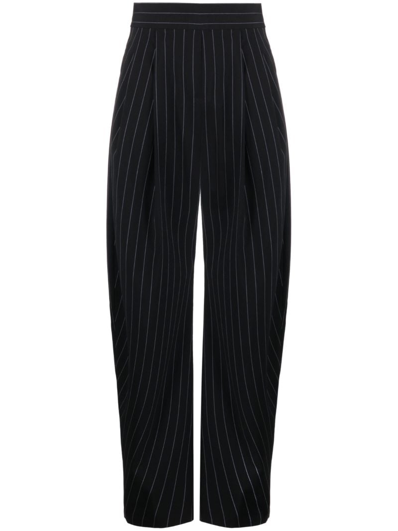 Navy Gary Pinstripe Wide-leg Trousers