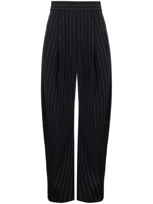 Navy Gary Pinstripe Wide-leg Trousers