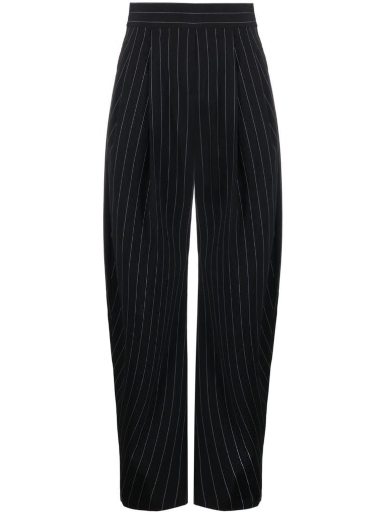 Navy Gary Pinstripe Wide-leg Trousers