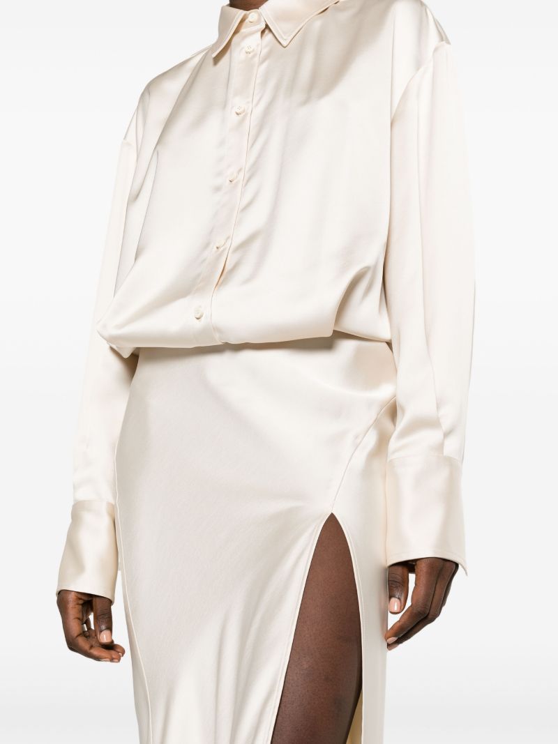 Neutral Feather-detail Maxi Dress