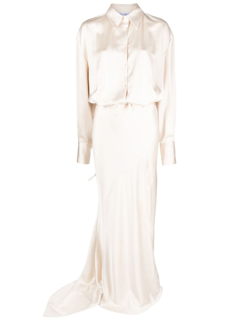 Neutral Feather-detail Maxi Dress