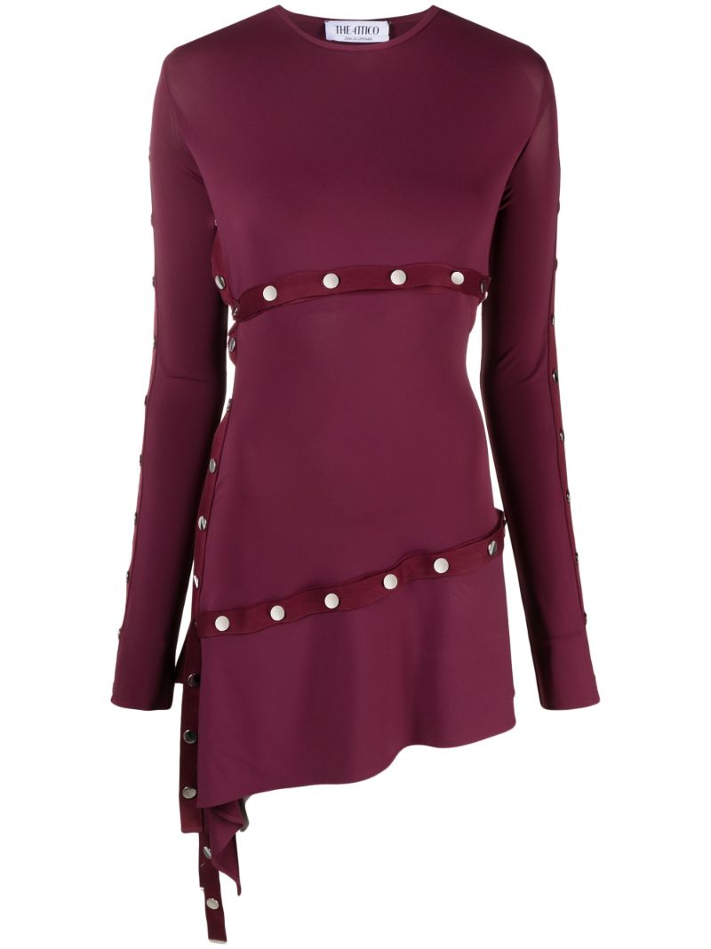 Purple Stud-embellished Mini Dress